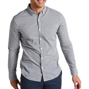 BONOBOS Summer Weight Slim Shirt Button Down Cotton Grey Timber Gingham Men XL L